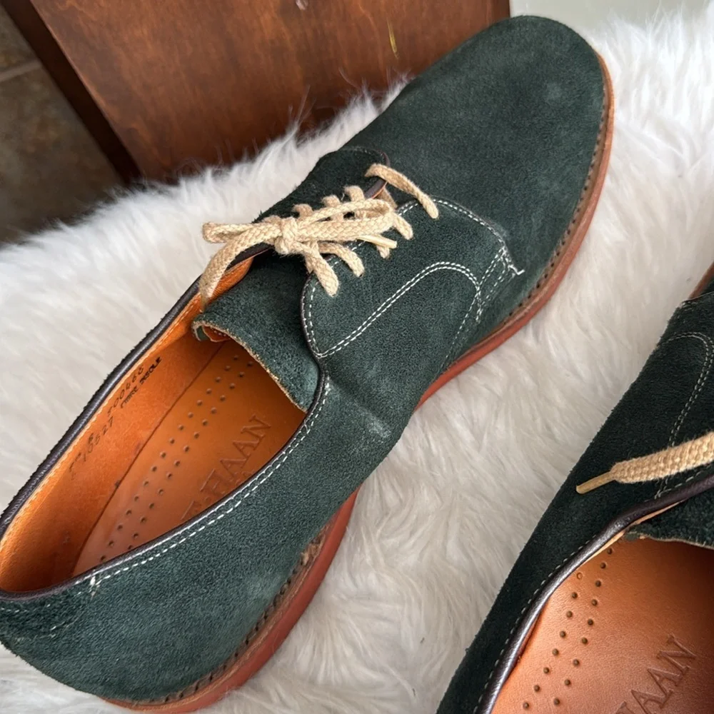 Cole Haan Vibram Classic Lace-Up Suede Oxford Green Suede Shoes size 9.5 D